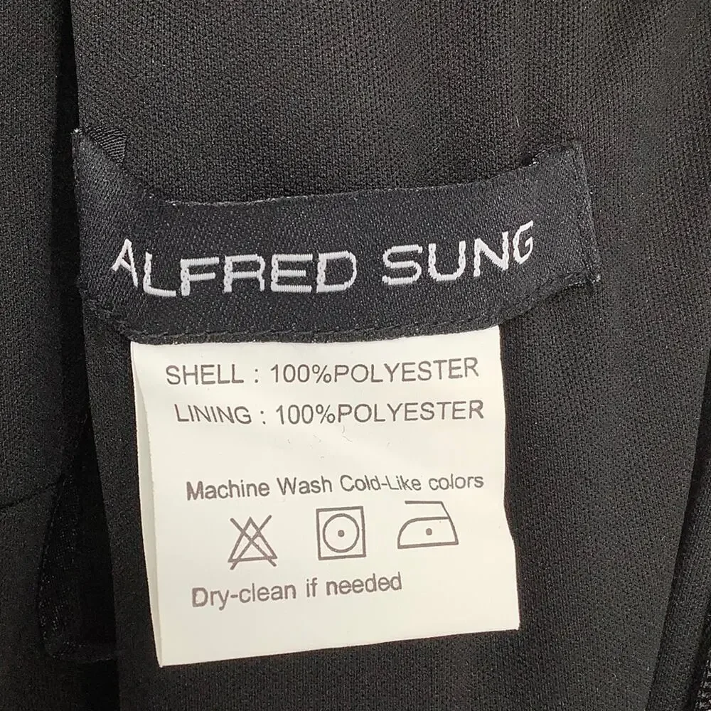 NEW! Alfred Sung Women's 10 Chiffon V-Neck Maxi Black Dress $231 msrp J2-11 - Picture 3 of 9
